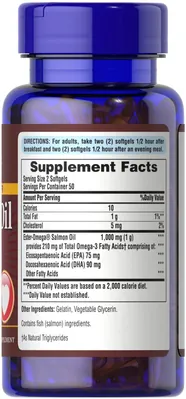 Риб'ячий жир з лосося Puritan's Pride Salmon Oil 500 мг, 100 м'яких капсул