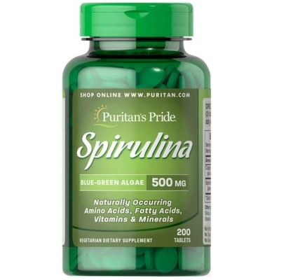 Спирулина Puritan's Pride Spirulina 500 мг, 200 таблеток