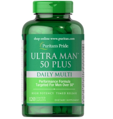 Витамины для мужчин Ультра Мен 50+ Puritan's Pride Ultra Man 50 Plus, 120 каплет