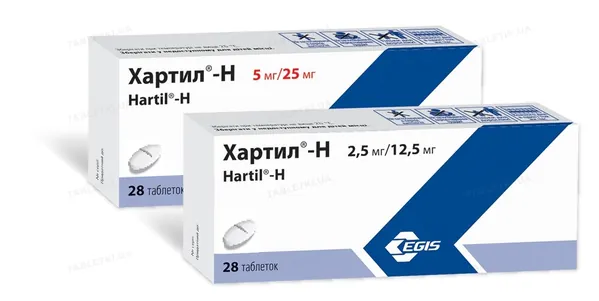 Хартил-Н таблетки по 2.5 мг/12.5 мг №28 (14х2)
