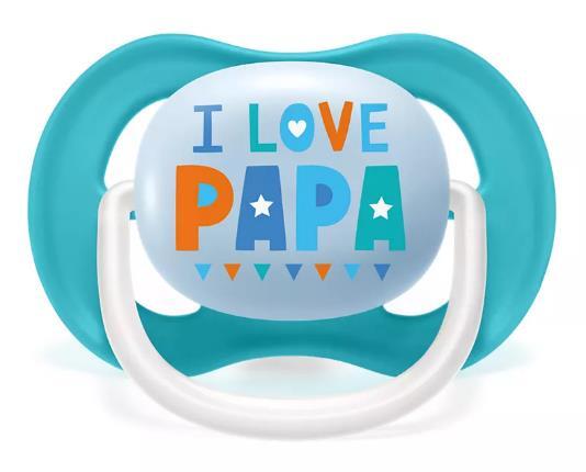 Пустышка силиконовая Philips Avent Ultra Air I love SCF080/03 ортодонтическая, 6-18 месяцев, для мальчиков, 2 шт