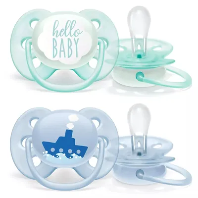 Пустушка силіконова Philips Avent Ultra Soft SCF222/01, 0-6 місяців, для хлопчиків, 2 шт