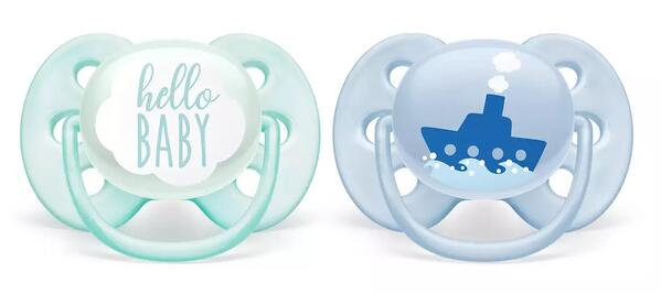 Пустушка силіконова Philips Avent Ultra Soft SCF222/01, 0-6 місяців, для хлопчиків, 2 шт