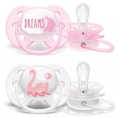 Пустышка силиконовая Philips Avent Ultra Soft SCF222/02, 0-6 месяцев, для девочек, 2 шт