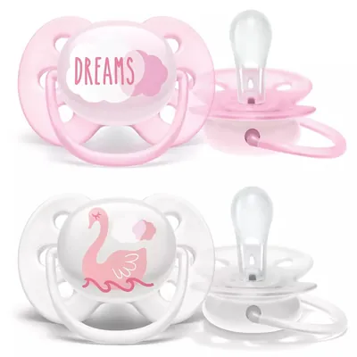 Пустушка силіконова Philips Avent Ultra Soft SCF222/02, 0-6 місяців, для дівчаток, 2 шт