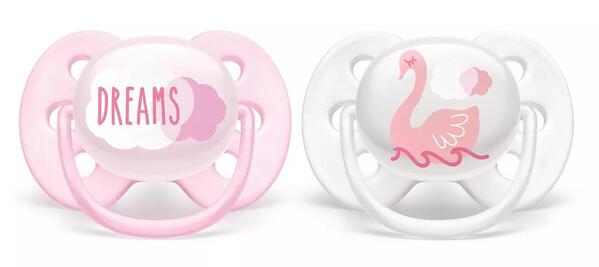 Пустышка силиконовая Philips Avent Ultra Soft SCF222/02, 0-6 месяцев, для девочек, 2 шт