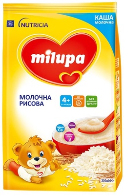 Каша молочная Milupa рисовая для детей с 4 месяцев, 210 г