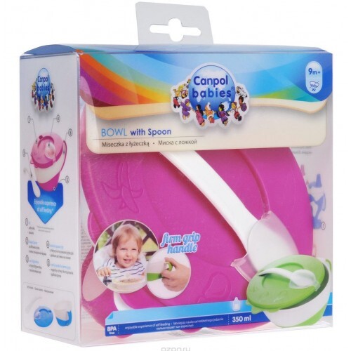 Набір для годування Canpol babies, тарілка з ложкою рожева, 31/406_pin