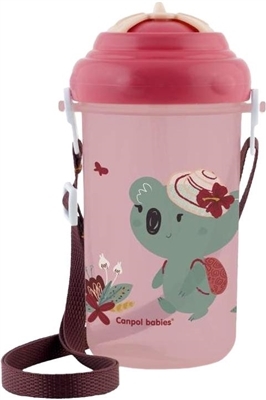 Поїльник Canpol babies Adventure зі складаною силіконовою трубочкою, бордовий, 4/107_bur, 400 мл