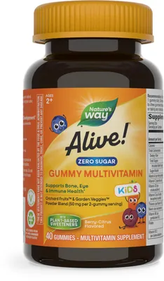 Мультивітаміни для дітей Nature's Way Alive! Children's Gummy Multivitamin без цукру, 40 жувальних цукерок