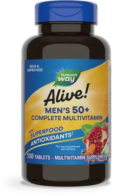 Мультивітаміни для чоловіків 50+ Nature's Way Alive! Men's 50+ Complete Multivitamin, 130 таблеток