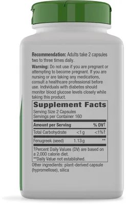 Пажитнику насіння Nature's Way Fenugreek Seed, 320 веганських капсул