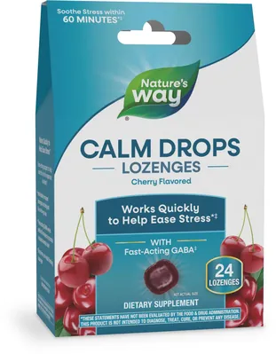 Підтримка нервовї системи Nature's Way Calm Drops смак вишні, 24 льодяники