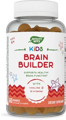Підтримка функцій мозку Nature's Way Kids Brain Builder для дітей від 4 років, смак лимонаду, 60 жувальних цукерок