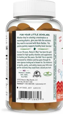 Підтримка функцій мозку Nature's Way Kids Brain Builder для дітей від 4 років, смак лимонаду, 60 жувальних цукерок