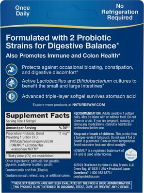 Пробіотик Nature's Way Acidophilus Probiotic Pearls, 30 м'яких капсул