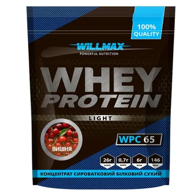 Протеїн сироватковий концентрат Willmax Whey Protein Light WPC 65, вишня, 1 кг