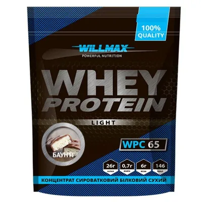 Протеїн сироватковий концентрат Willmax Whey Protein Light WPC 65, баунті, 1 кг