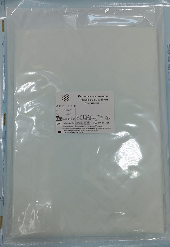 Пелюшка Meditec поглинаюча стерильна 90 x 60 см, 1 шт