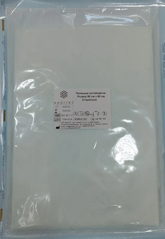 Пелюшка Meditec поглинаюча стерильна 90 x 60 см, 1 шт
