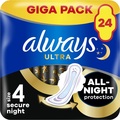 Прокладки гигиенические Always Ultra Secure Night, 7 капель, 4 размер, 24 шт