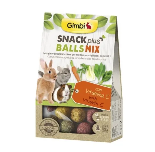 Ласощі для гризунів Gimbi Snack Plus Balls Mix кульки з вітаміном С, 50 г