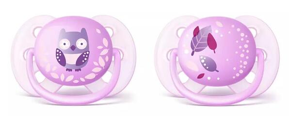 Пустышка силиконовая Philips Avent Ultra Soft SCF227/20, 0-6 месяцев, для девочек, 2 шт