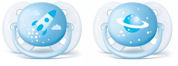 Пустышка силиконовая Philips Avent Ultra Soft SCF222/20, 0-6 месяцев, для мальчиков, 2 шт