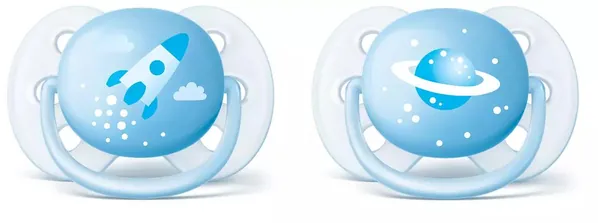 Пустушка силіконова Philips Avent Ultra Soft SCF222/20, 0-6 місяців, для хлопчиків, 2 шт