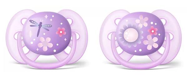Пустышка силиконовая Philips Avent Ultra Soft SCF227/22, 6-18 месяцев, для девочек, 2 шт