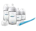 Набір Philips Avent Natural SCD301/01 для новонародженого 4 пляшечки серії Natural + щіточка для пляшечок і сосок + біла пустушка
