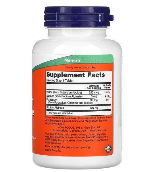 Калий плюс Йод NOW Potassium plus Iodine таблетки №180
