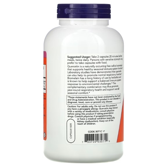 Кверцетин с Бромелайном NOW Quercetin with Bromelain капсулы №240