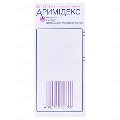 Аримідекс таблетки, в/плів. обол. по 1 мг №28 (14х2)