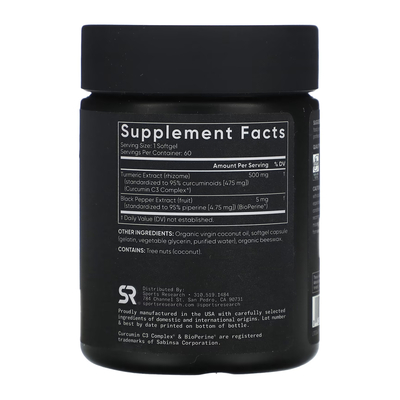 Куркумин Sports Research Turmeric Curcumin C3 Complex 500 мг, 60 капсул