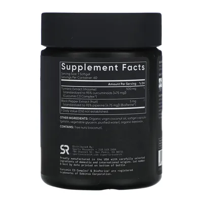 Куркумін Sports Research Turmeric Curcumin C3 Complex 500 мг, 60 капсул