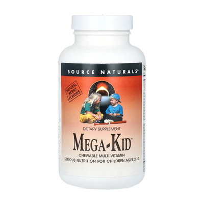 Мультивитамины для детей Source Naturals Mega-Kid вкус ягод, 120 жевательных таблеток