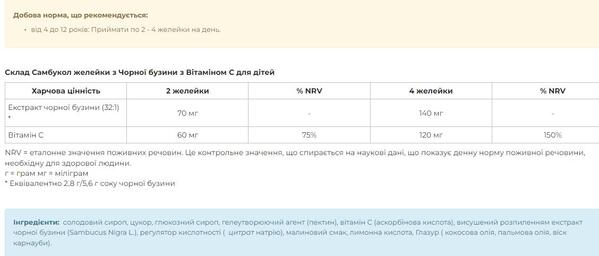 Самбукол (Черная бузина) для детей с витамином С, 30 жевательных таблеток