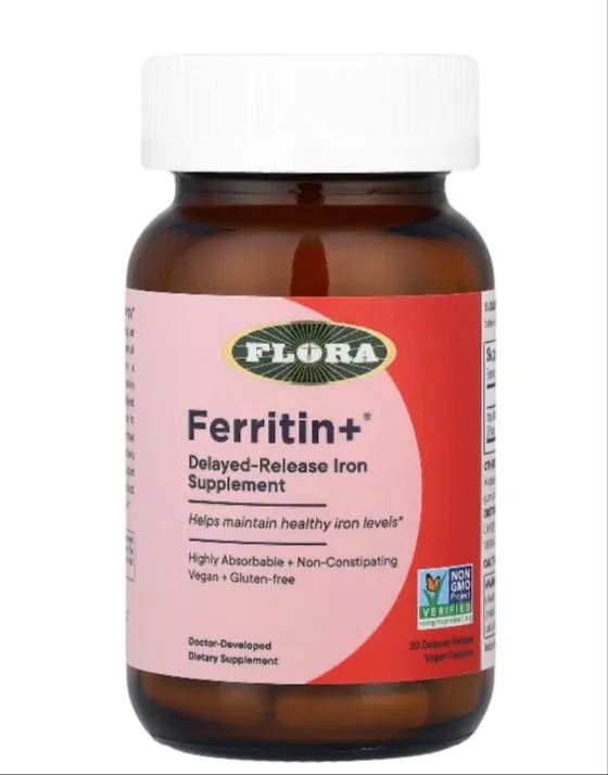 Ферритин плюс Flora Ferritin+ із відстроченим вивільненням та ефективним засвоєнням вег.капсули №30