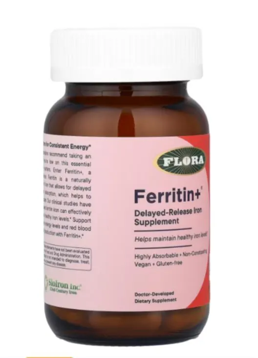Ферритин плюс Flora Ferritin+ із відстроченим вивільненням та ефективним засвоєнням вег.капсули №30