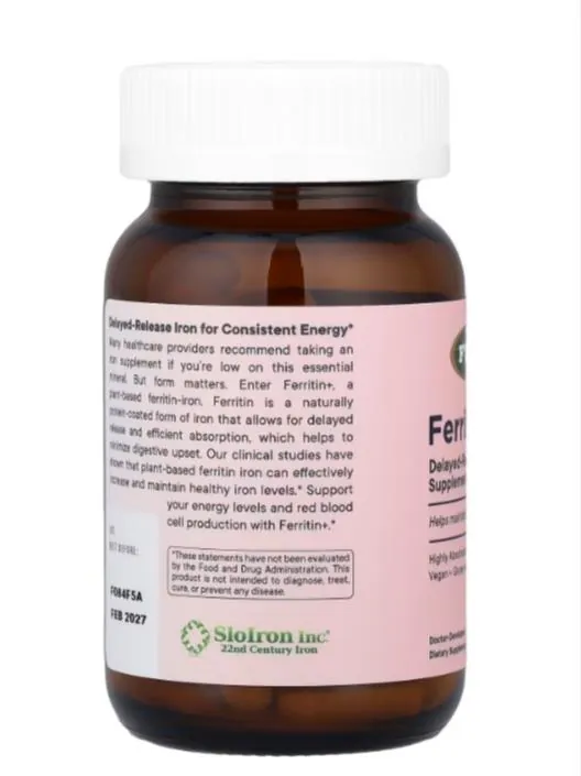 Ферритин плюс Flora Ferritin+ із відстроченим вивільненням та ефективним засвоєнням вег.капсули №60