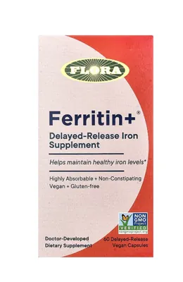 Ферритин плюс Flora Ferritin+ із відстроченим вивільненням та ефективним засвоєнням вег.капсули №60