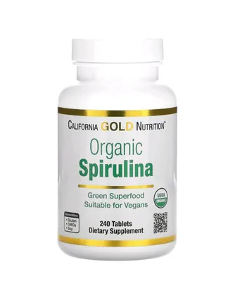 Спіруліна органічна California Gold Nutrition Organic Spirulina 500 мг таблетки №240