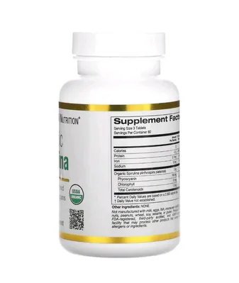 Спіруліна органічна California Gold Nutrition Organic Spirulina 500 мг таблетки №240
