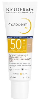 Гель-крем сонцезахисний Bioderma Photoderm М SPF50+ проти пігментних плям з тональним ефектом світлий, 40 мл
