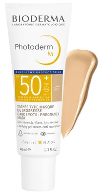 Гель-крем сонцезахисний Bioderma Photoderm М SPF50+ проти пігментних плям з тональним ефектом світлий, 40 мл