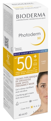 Гель-крем солнцезащитный Bioderma Photoderm М SPF50+ против пигментных пятен с тональным эффектом светлый, 40 мл