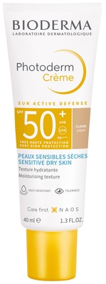 Крем сонцезахисний Bioderma Photoderm SPF50+ для чутливої та сухої шкіри з тональним ефектом світлий, 40 мл