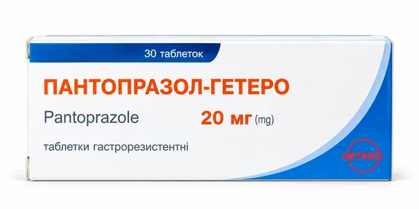 Пантопразол-Гетеро таблетки гастрорезист. по 20 мг №30 (10х3)