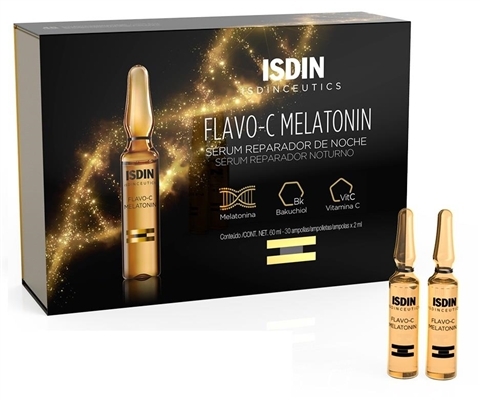 Сироватка для обличчя Isdin Isdinceutics Flavo C Melatonin нічна, 30 ампул по 2 мл